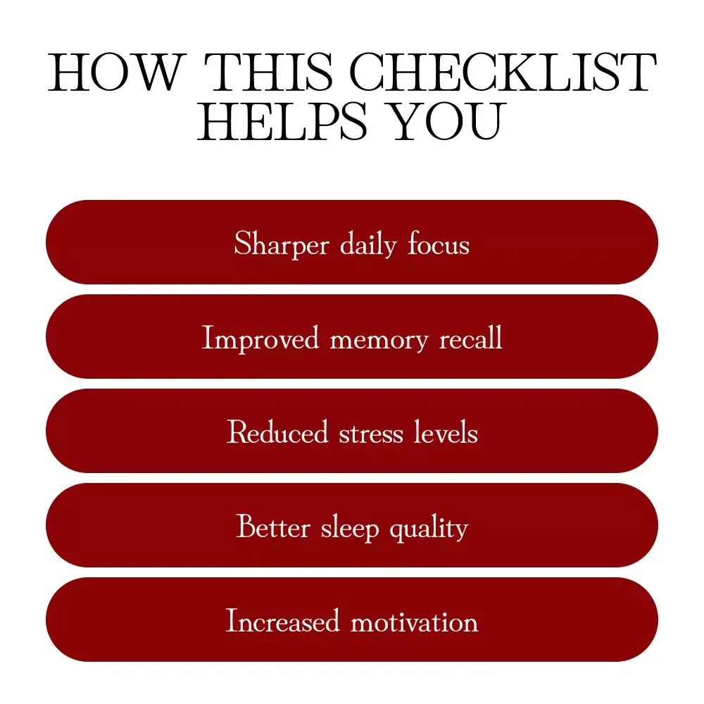 Cognitive Boost Plan: A Checklist for Women | Digital Download Guide for Focus, Memory, & Mental Clarity | Printable Self-Care eBook