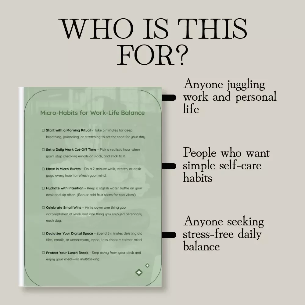 Micro-Habits for Work-Life Balance Checklist | Daily Digital Download for Productivity, Wellness & Stress Relief