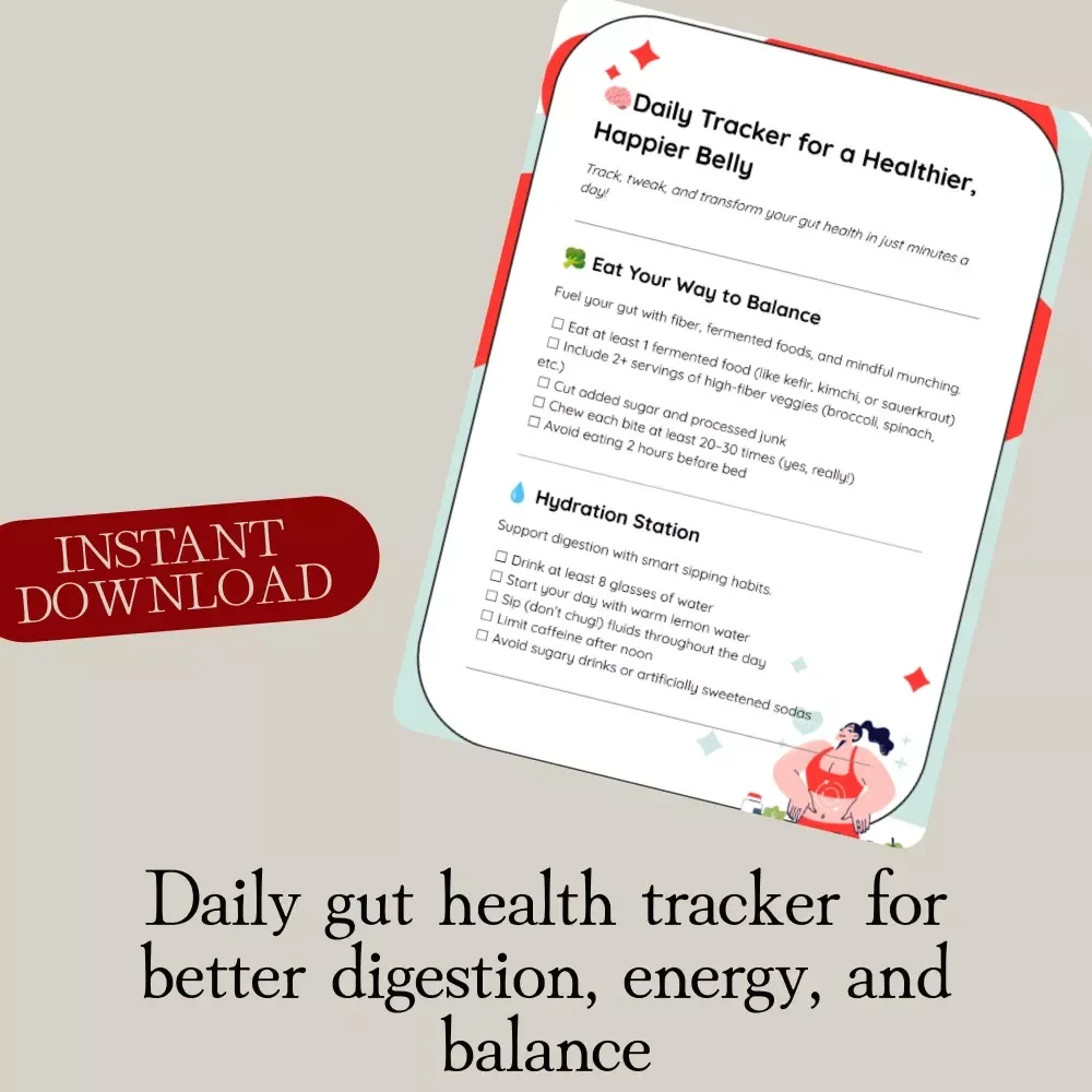 Daily Tracker for a Healthier, Happier Belly | Gut Health eBook, Digital Download Checklist, Wellness Journal, Self-Care Guide