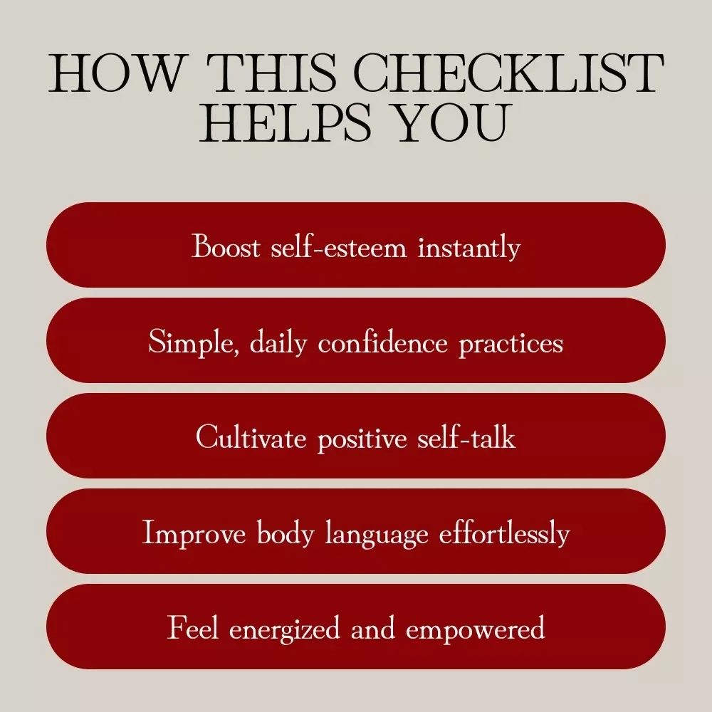 Confidence Boost Micro-Routines Checklist - Daily Practices to Improve Self-Esteem & Social Confidence