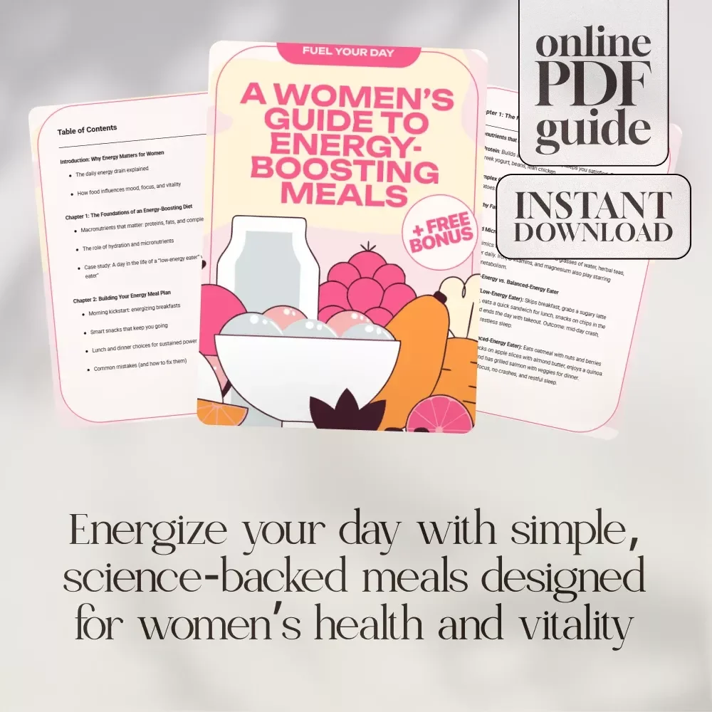 Fuel Your Day: A Women’s Guide to Energy-Boosting Meals | Digital Download Guide & Energy Boost Meal Plan eBook