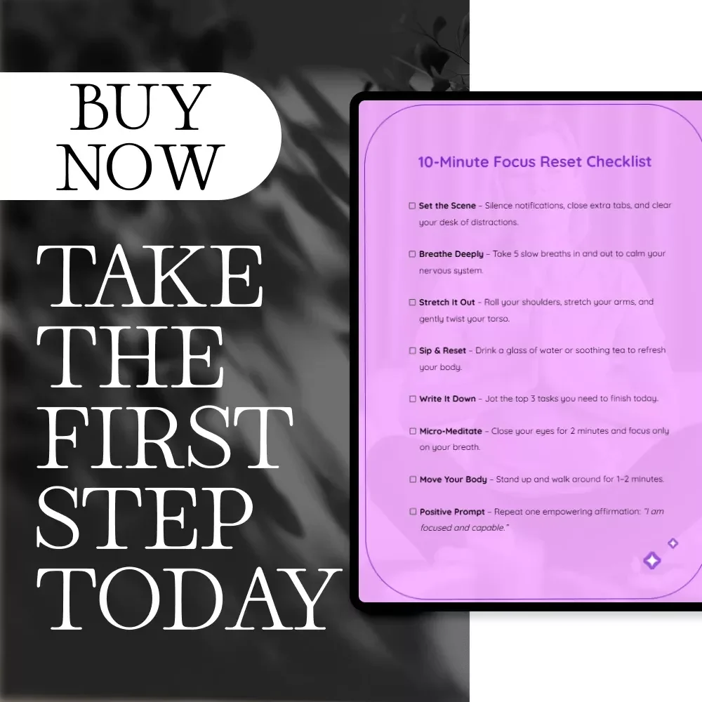 10-Minute Focus Reset Checklist | Printable Productivity Guide | Digital Download for Instant Focus & Mindfulness