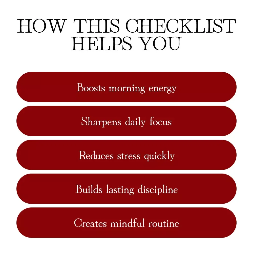 Morning Focus Checklist | Printable Morning Routine for Maximum Focus | Daily Productivity Digital Download