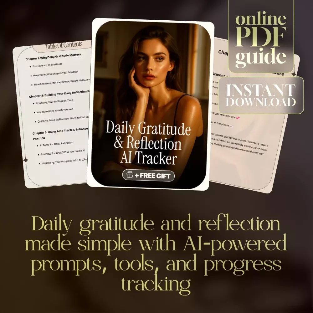 Daily Gratitude & Reflection AI Tracker | Digital Guide for Mindset Growth, Journaling Prompts & Habit Building