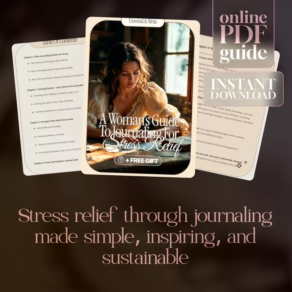 Unwind & Write: A Woman’s Guide to Journaling for Stress Relief | Digital Download Guide with Journaling Prompts for Stress Release