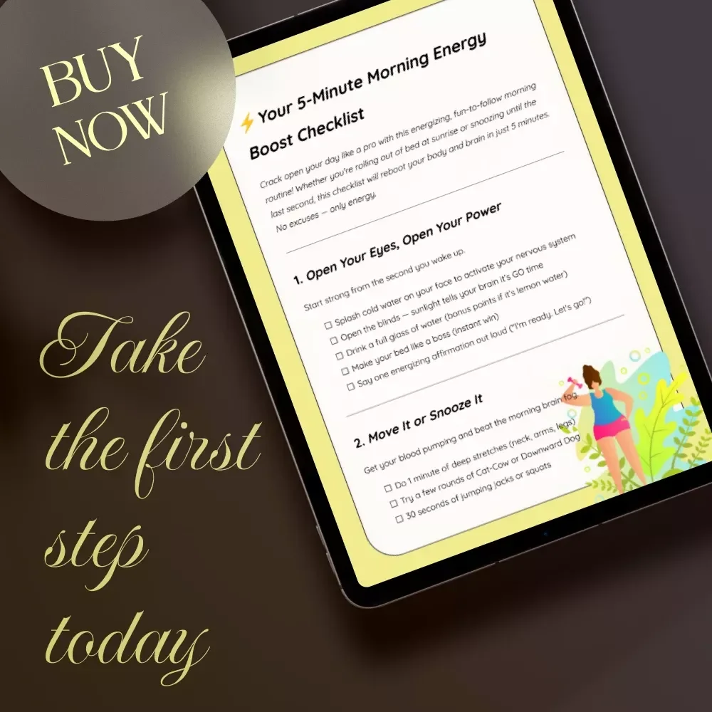 Your 5-Minute Morning Energy Boost Checklist | Digital Download Wellness Guide, Daily Routine eBook, Self-Care Morning Ritual Checklist