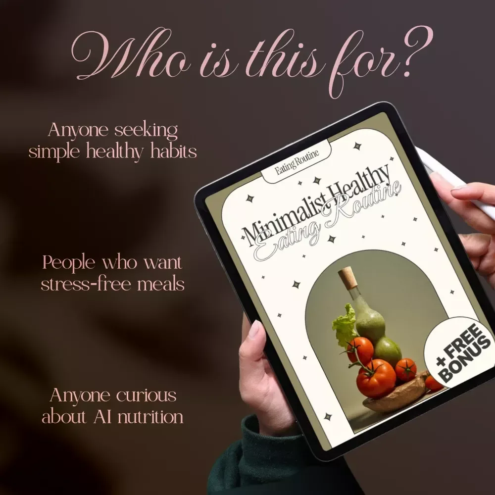 Minimalist Healthy Eating Routine Guide | Simple Nutrition, Balanced Meal Planning, Smart AI Tools, Time-Saving Prep & Grocery Checklist | Digital Download eBook