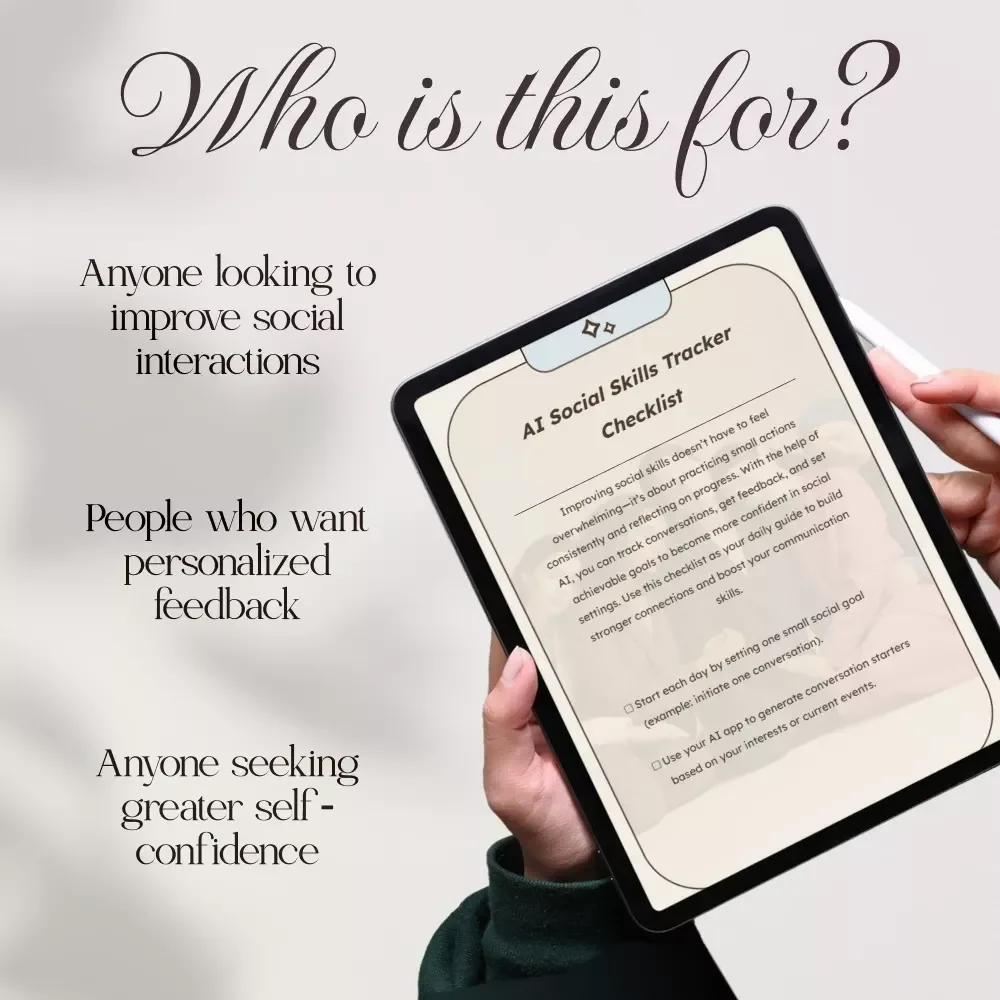 AI Social Skills Tracker Checklist - Digital Download for Personal Growth & Social Confidence