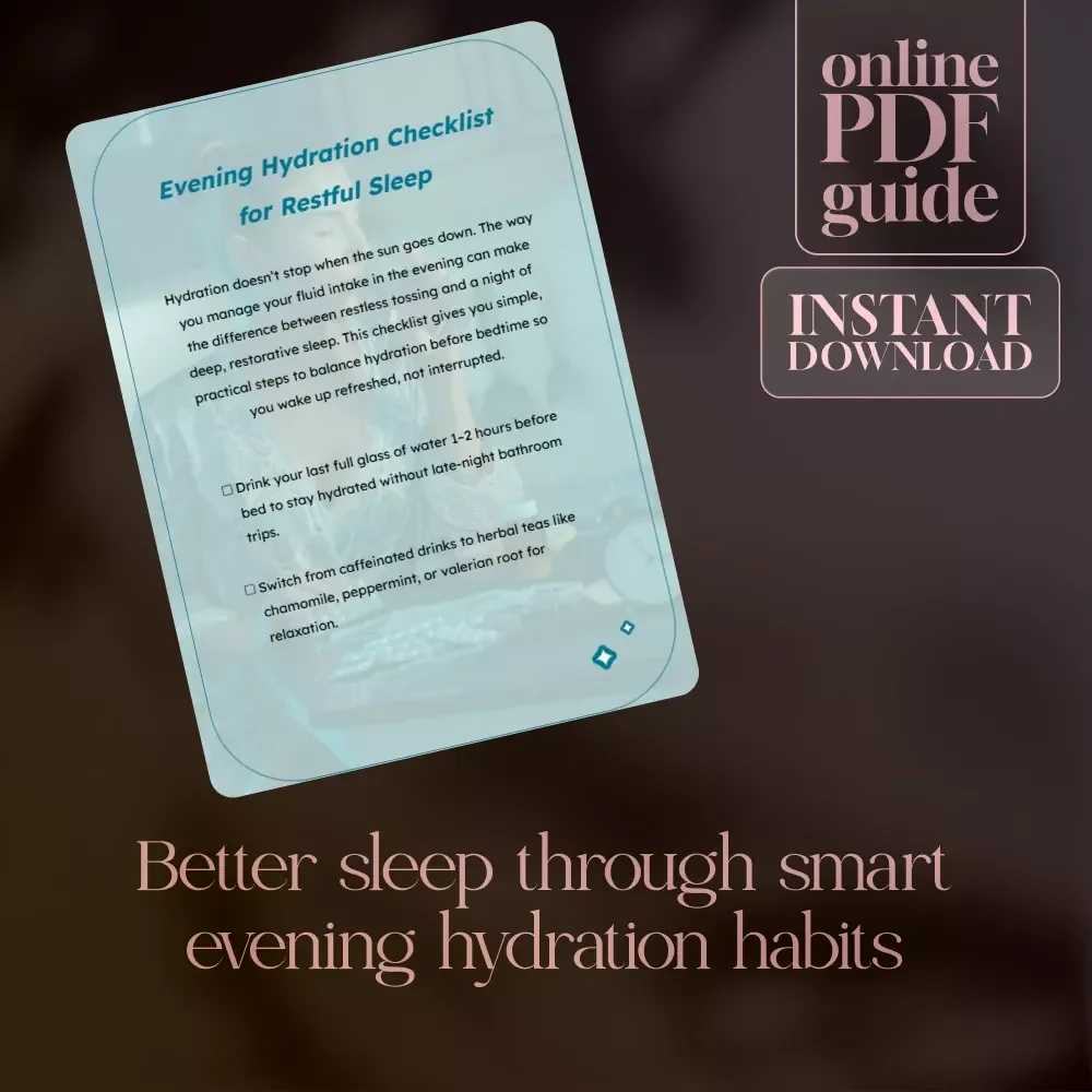 Evening Hydration Checklist for Restful Sleep | Digital Download | Sleep Wellness Guide & Nighttime Routine Planner | Printable eBook for Better Rest | Relaxation & Self-Care Checklist