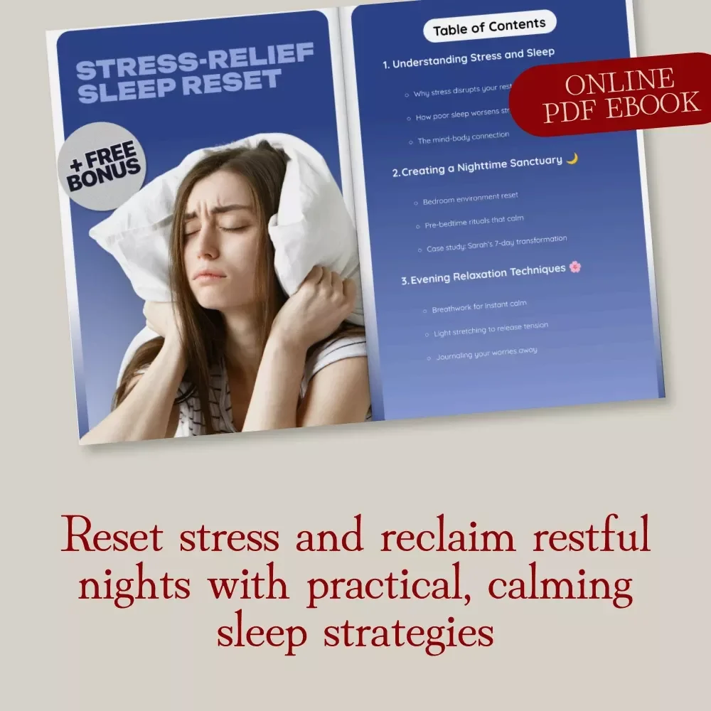 Stress-Relief Sleep Reset eBook | Digital Download Guide for Better Sleep, Relaxation, Bedtime Rituals, and Stress Management