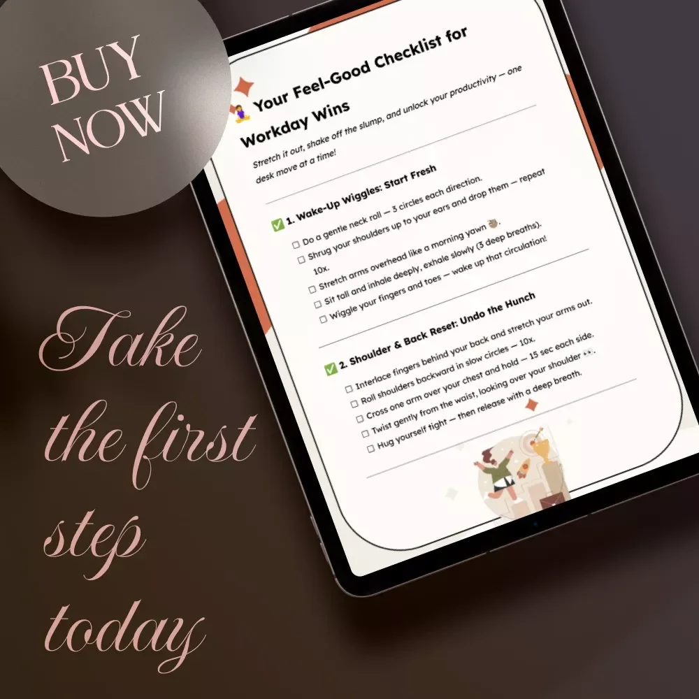 Your Feel-Good Checklist for Workday Wins | Quick Desk Stretch Guide for Office Wellness, Digital Download, Printable eBook, Self-Care at Work