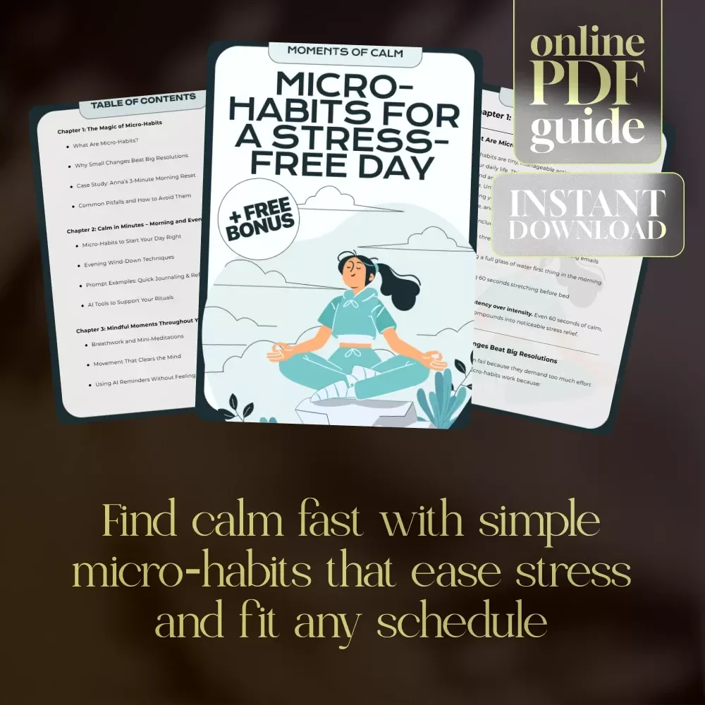 Moments of Calm: Micro-Habits for a Stress-Free Day | Daily Self-Care Guide, eBook & Checklist for Simple Mindful Living | Digital Download for Creating Micro-Habits for Daily Calm