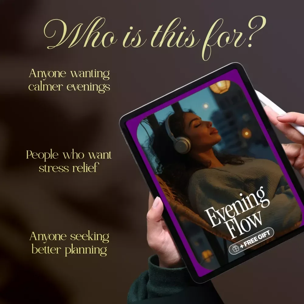Evening Flow | Evening Planning Routine Guide for Women | Stress-Free Wind-Down & Smart Next-Day Prep | Digital Download eBook + Checklist
