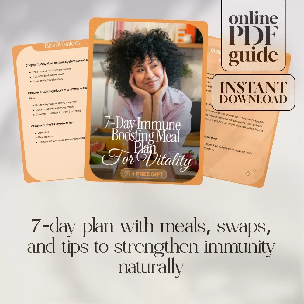 7-Day Immune-Boosting Meal Plan for Vitality | Digital Download Guide for Wellness, Nutrition, and Energy