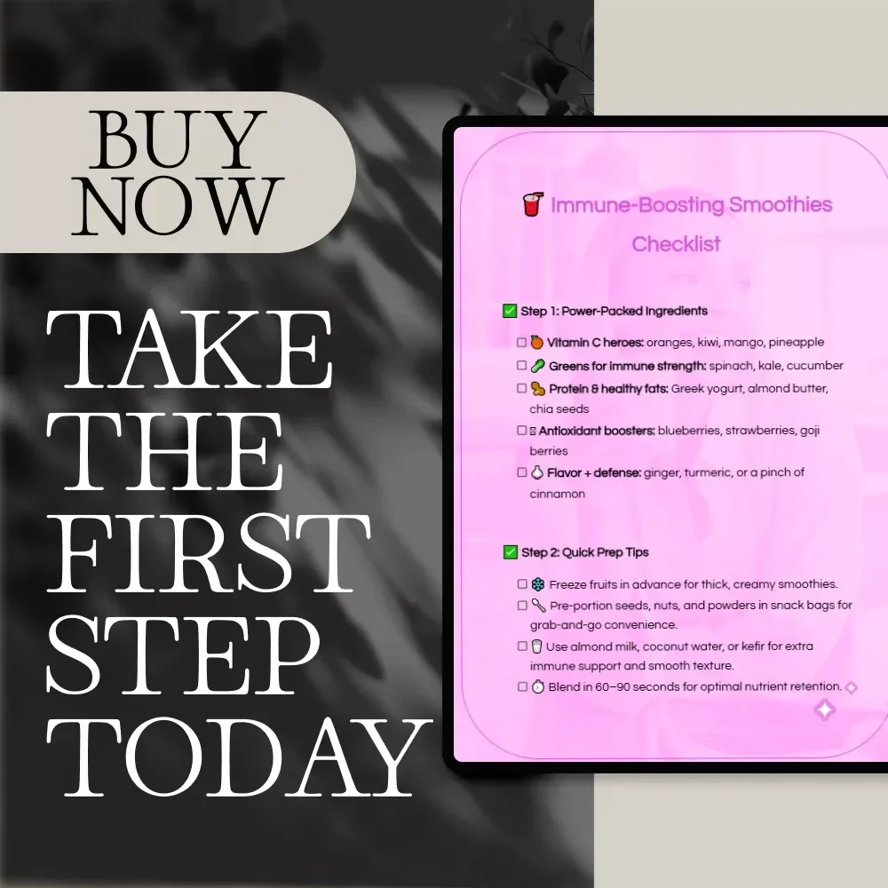 Immune-Boosting Smoothies Checklist | Printable Wellness Guide | Digital Download eBook for Healthy Recipes & Meal Planning