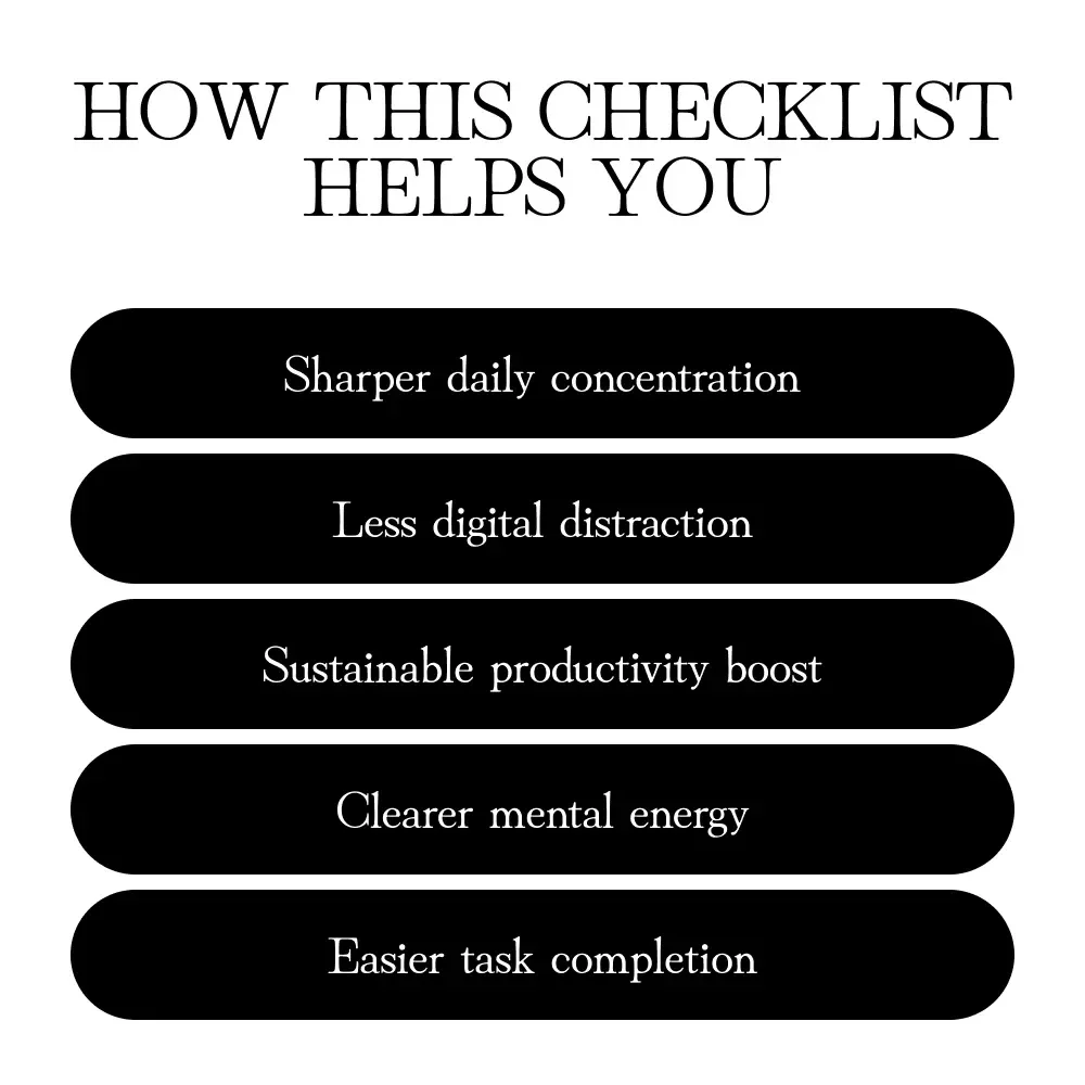 Micro-Habits for Laser Focus Checklist | Printable Productivity Guide | Digital Download eBook for Attention, Concentration, and Mental Clarity | TYPE | KEYWORDS