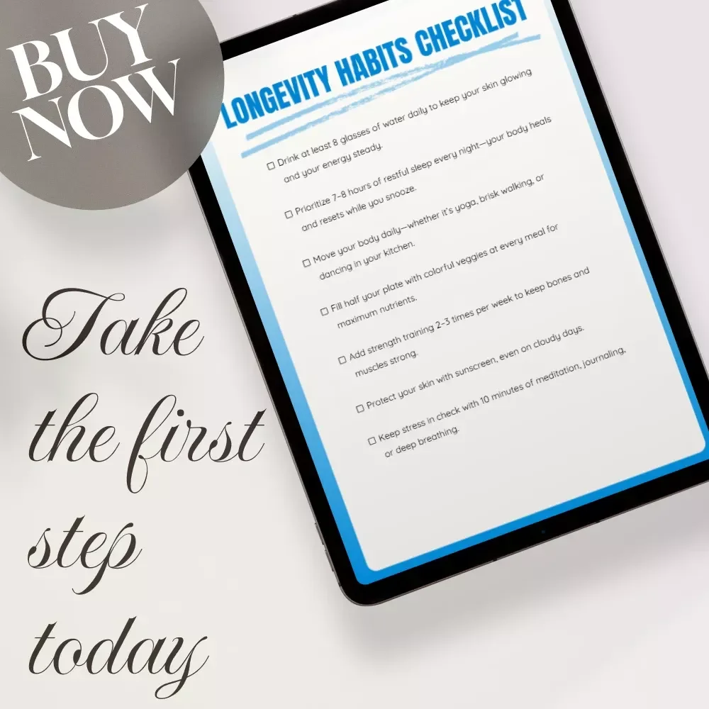 Longevity Habits Checklist for Women | Daily Wellness & Self-Care Routine | Printable Digital Download for Healthy Aging & Vital Living