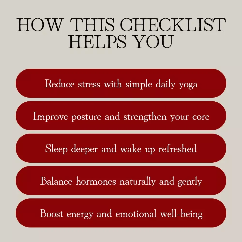 Women’s Choice Checklist: 10 Life-Changing Benefits of Yoga | Digital Download Guide for Stress Relief, Flexibility, Emotional Balance, Sleep & Self-Care