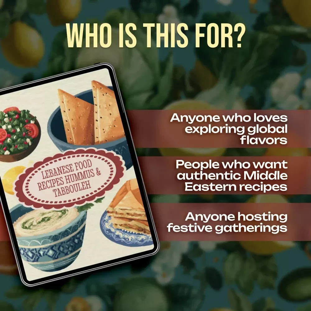 Lebanese Food Recipes Hummus & Tabbouleh | Traditional Middle Eastern Cookbook eBook | Authentic Mezze Digital Download Guide
