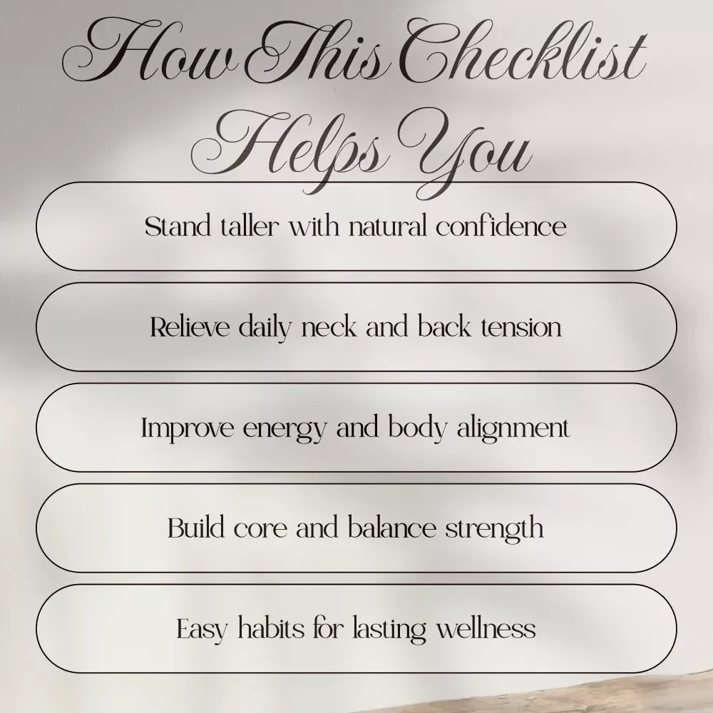 Daily Good Posture Routine: Women’s Choice Checklist | Digital Download Guide, eBook & Wellness Printable for Confidence, Back Pain Relief, Healthy Lifestyle