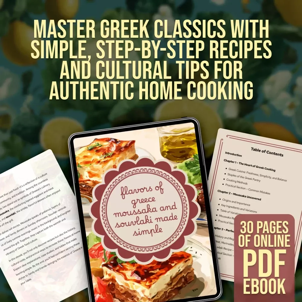 Flavors of Greece Moussaka and Souvlaki Made Simple | Greek Cookbook Digital Download | Traditional Recipes & Cooking Guide eBook