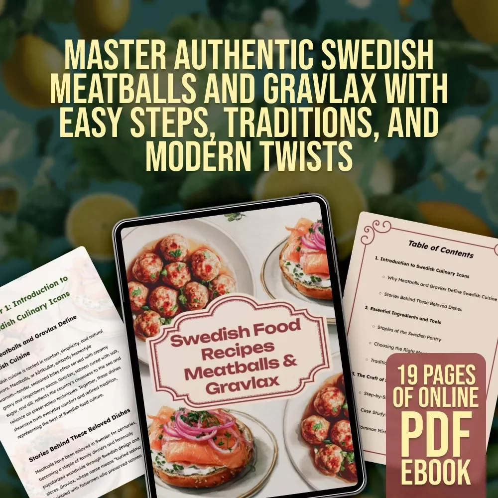 Swedish Food Recipes Meatballs & Gravlax | Authentic Swedish eBook | Scandinavian Cooking Guide | Digital Download