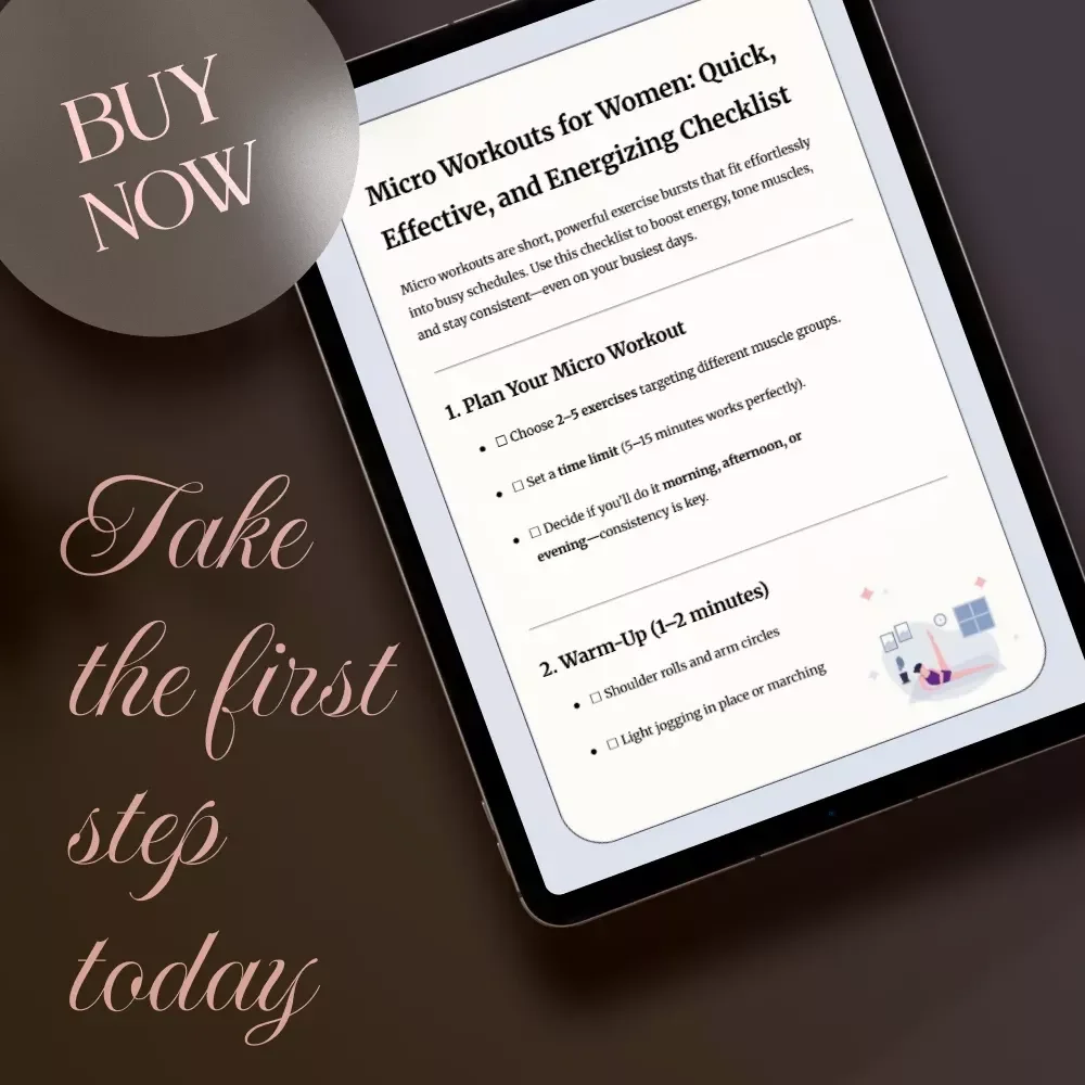 Micro Workouts for Women: Quick, Effective, and Energizing Checklist | Fitness PDF Download | Micro Workouts for Women Printable Routine