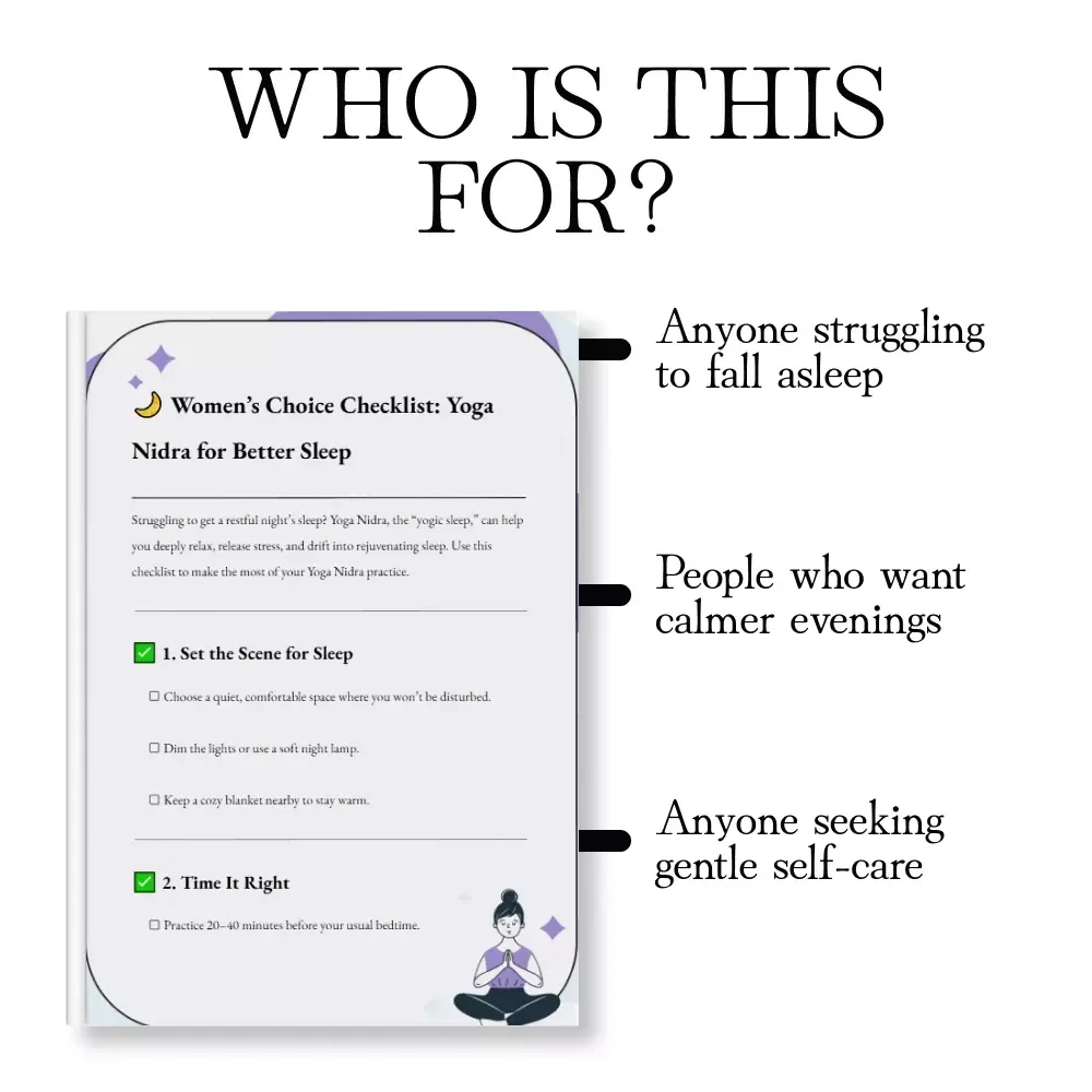 Women’s Choice Checklist: Yoga Nidra for Better Sleep | Digital Download Checklist for Relaxation, Bedtime Routine, and Deep Rest