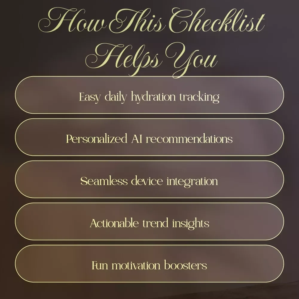 AI Hydration Tracker Checklist: Stay Hydrated Smarter | Digital Download eBook Guide for Wellness, Health, and Fitness | Printable PDF Hydration Habit Builder
