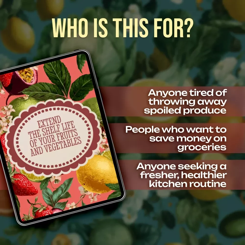 Extend the Shelf Life of Your Fruits and Vegetables | Printable Food Storage Checklist | Digital Download for Kitchen Organization & Healthy Living