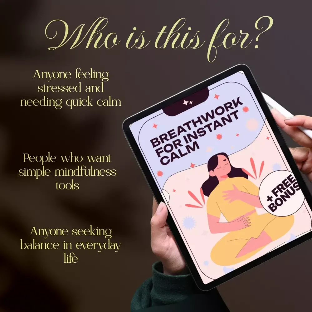 Breathwork for Instant Calm | Digital Download Guide | Stress Relief eBook, Mindfulness Checklist & Relaxation Techniques