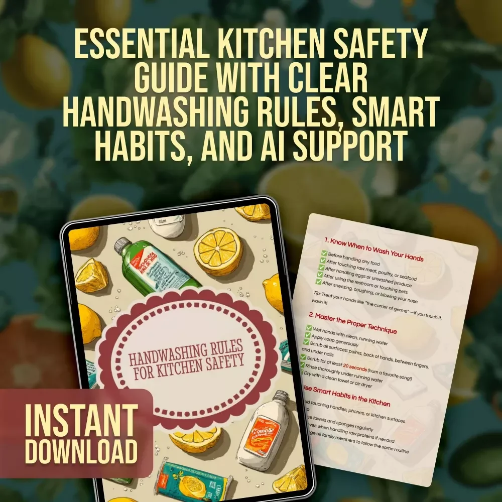 Handwashing Rules for Kitchen Safety Checklist | Kitchen Hygiene Digital Download | Food Safety Guide