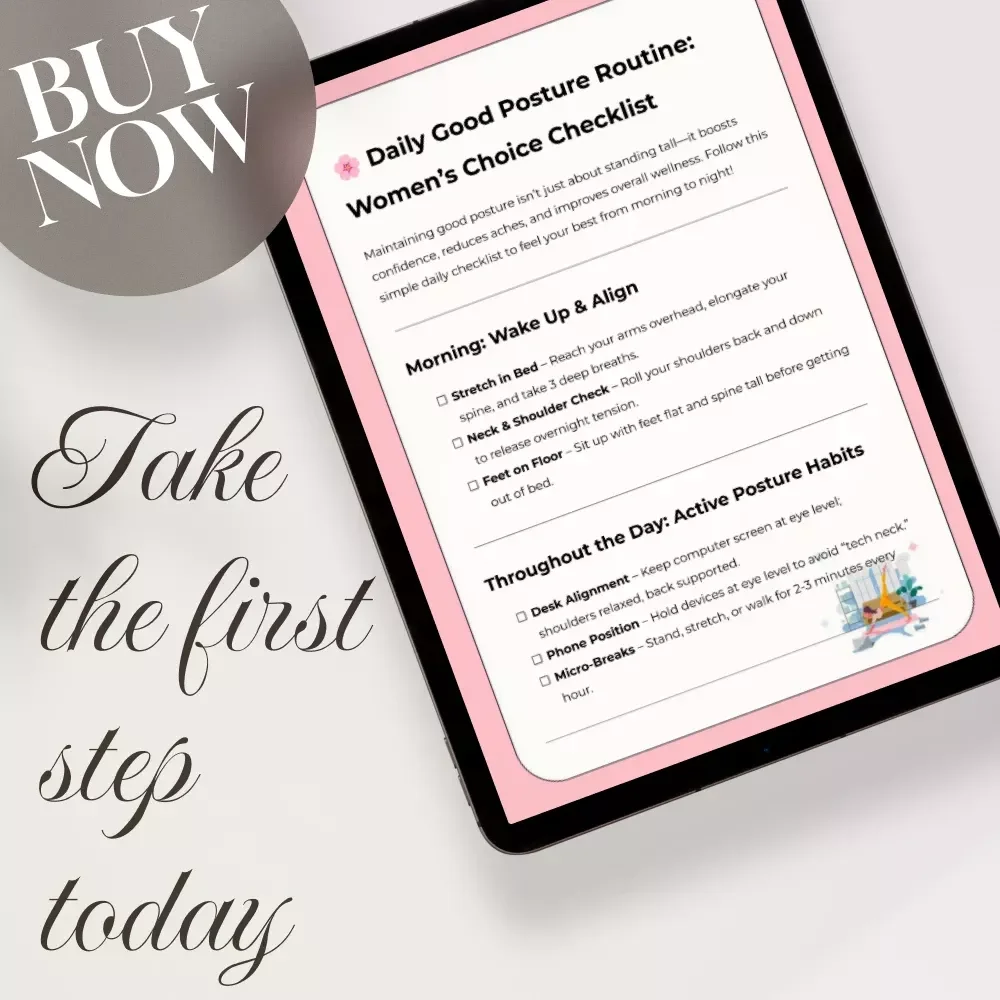 Daily Good Posture Routine: Women’s Choice Checklist | Digital Download Guide, eBook & Wellness Printable for Confidence, Back Pain Relief, Healthy Lifestyle
