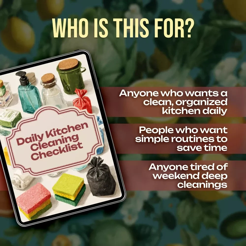 Daily Kitchen Cleaning Checklist | Printable Digital Download Guide for Easy Kitchen Organization, Cleaning Routine & Sparkling Home