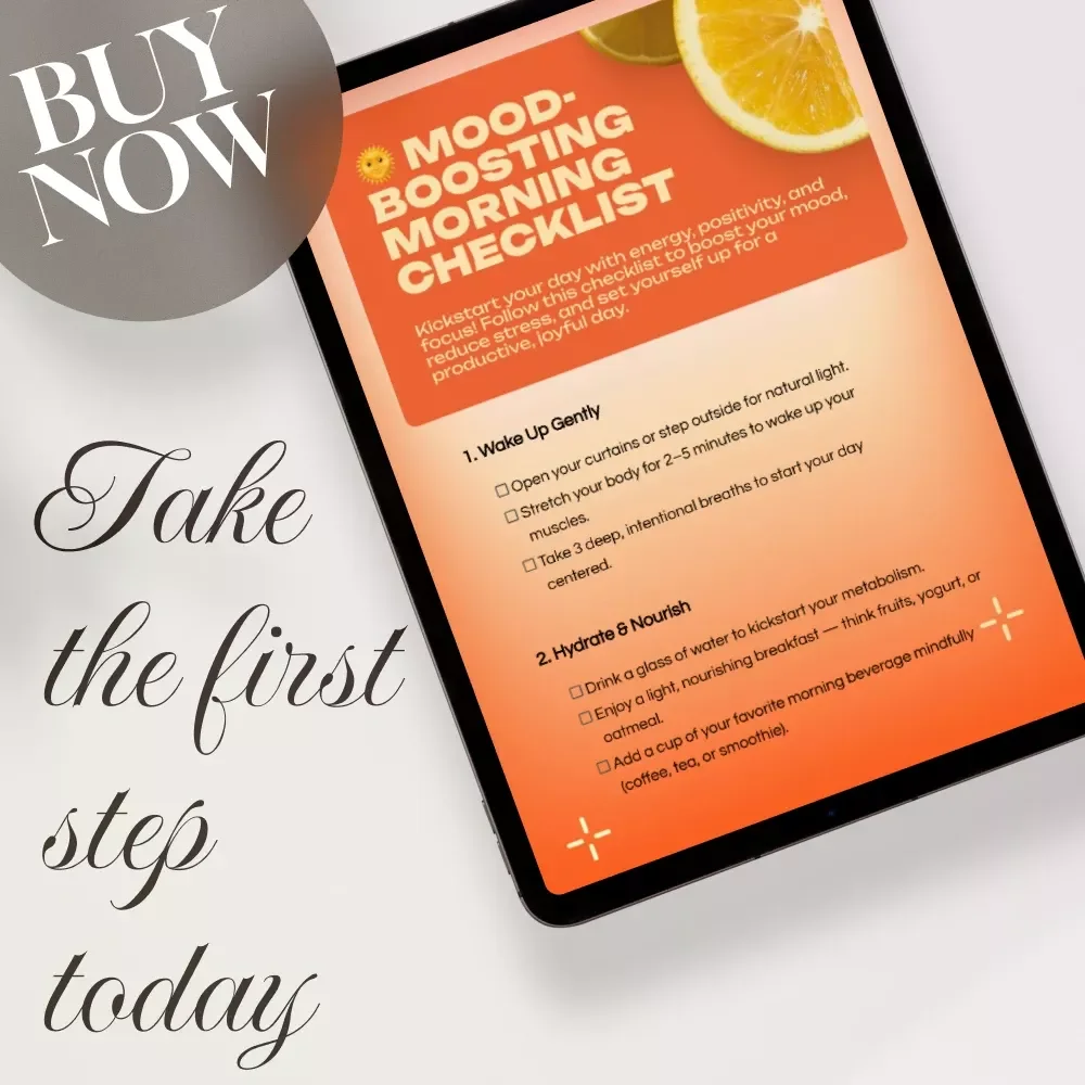 Mood-Boosting Morning Checklist | Digital Self-Care Routine PDF | Daily Wellness, Gratitude & Energy Guide