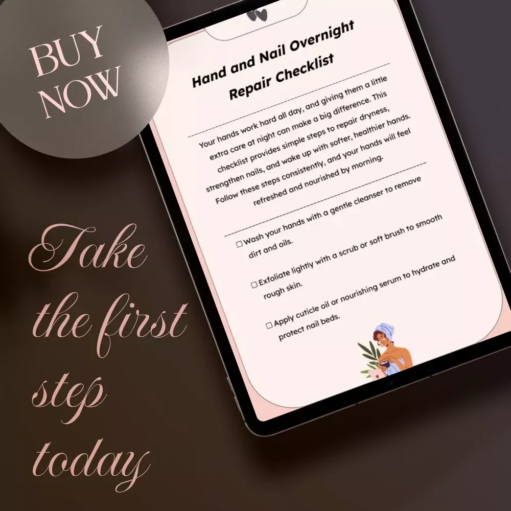 Hand and Nail Overnight Repair Checklist | Digital Download Self Care Guide for Dry Hands, Nail Strengthening & Overnight Skincare Routine