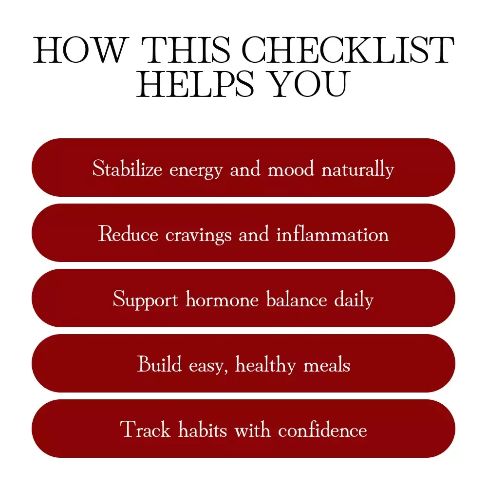 Your Healthy Eating Checklist | Digital Download for Hormone Balance, Wellness, and Nutrition Guide eBook