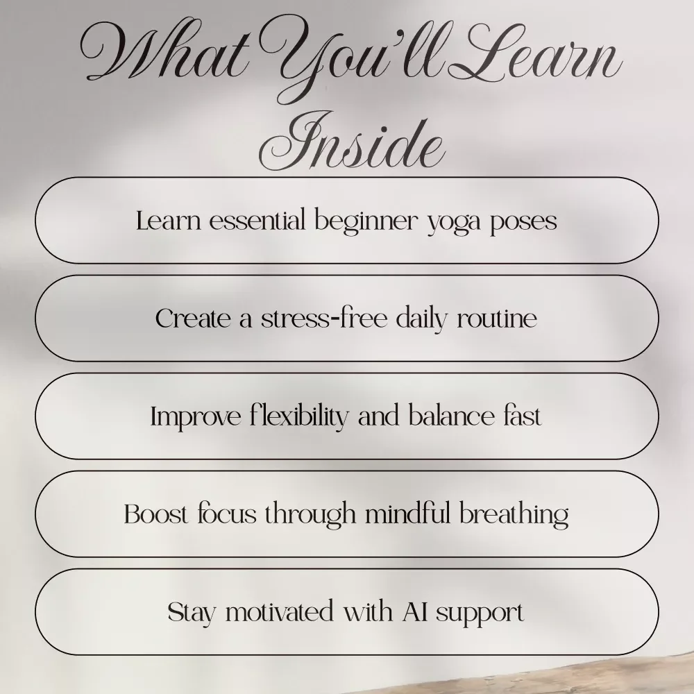 Yoga for Beginners: Find Your Flow eBook | Digital Download Guide, Yoga for Women, Mindfulness, Breathing, Basic Poses, AI Yoga Tools
