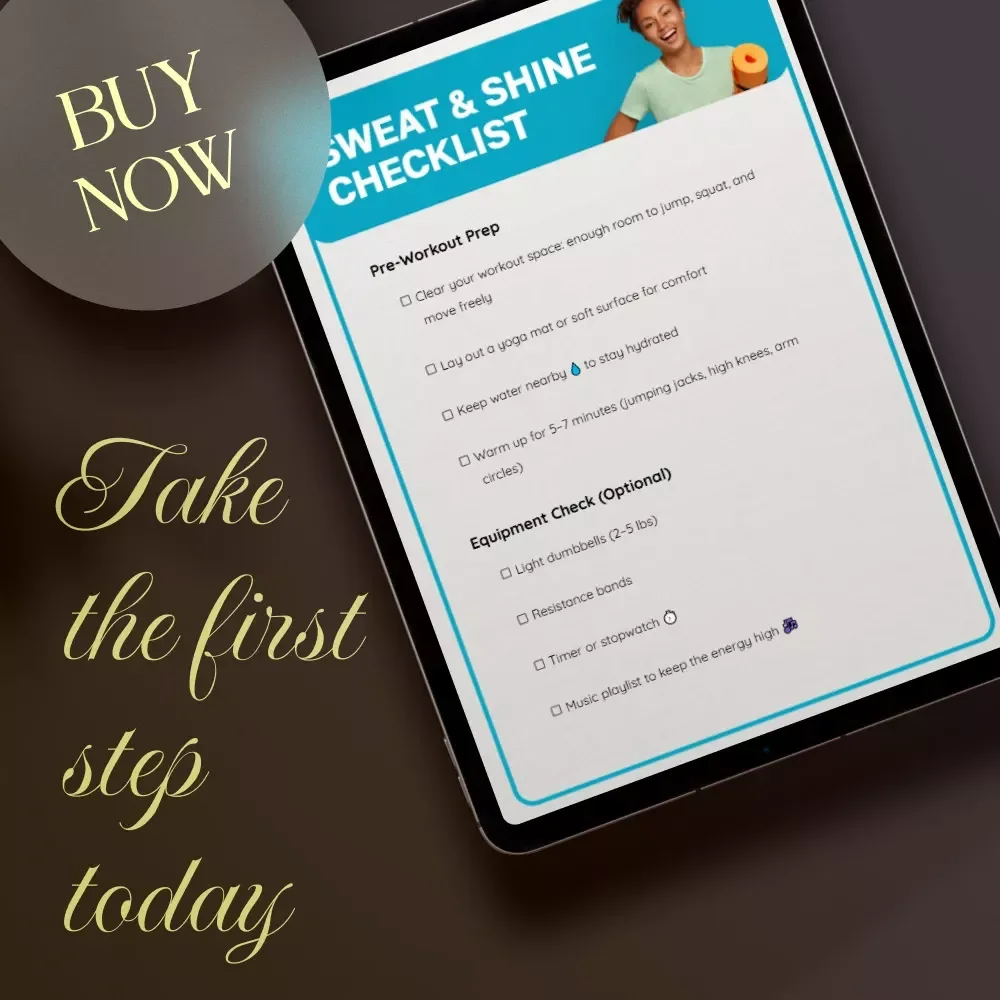 Sweat & Shine Checklist | HIIT Training Home Workout Digital Download | Printable Fitness Planner