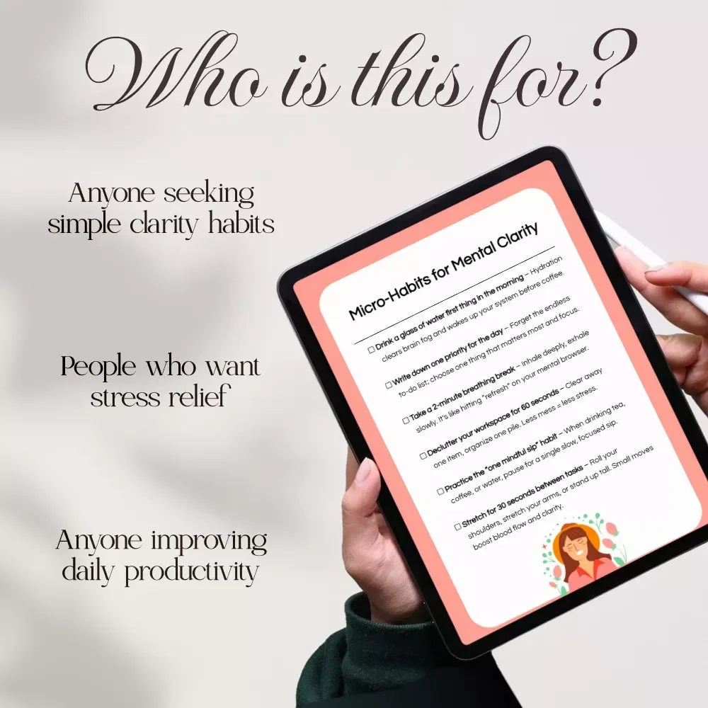 Micro-Habits for Mental Clarity Checklist | Daily Mental Clarity Guide | Printable Self-Care & Productivity Digital Download