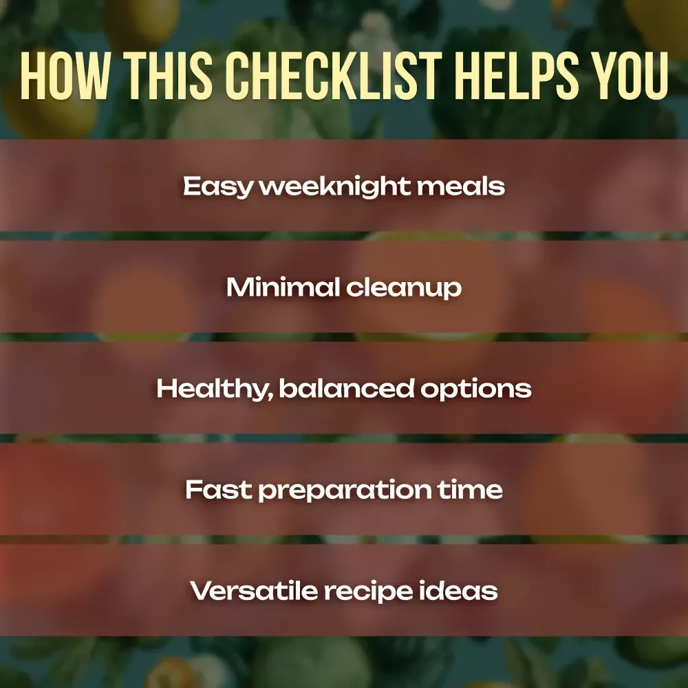 Easy Dinner Ideas for Two Checklist | Quick & Easy to Cook Dinner for Two Recipes | Digital Download