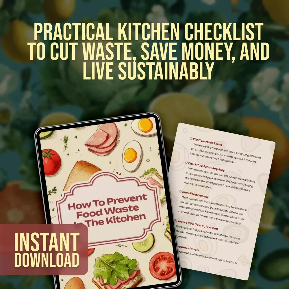 How to Prevent Food Waste in the Kitchen Checklist | Digital Download Guide, Eco-Friendly Sustainable Living, Zero Waste Kitchen Printable