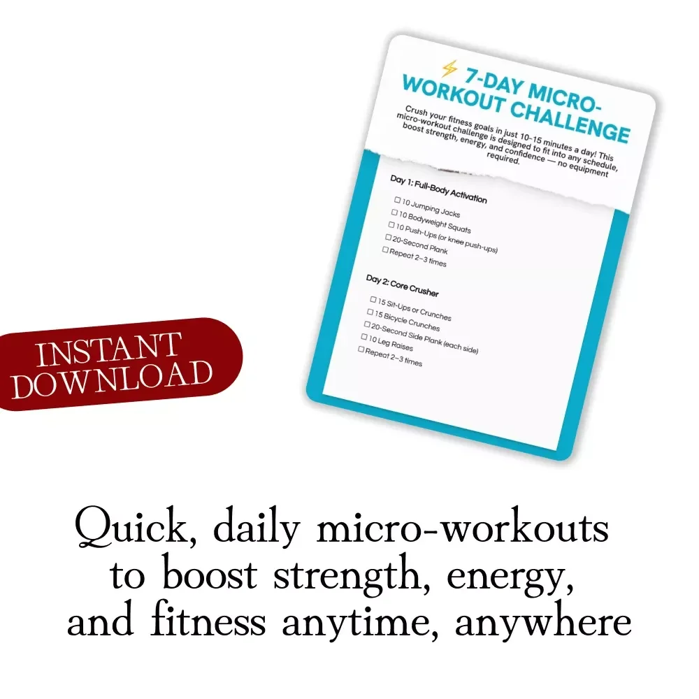 7-Day Micro-Workout Challenge | Quick Fitness Digital Download Checklist for Beginners & Home Training