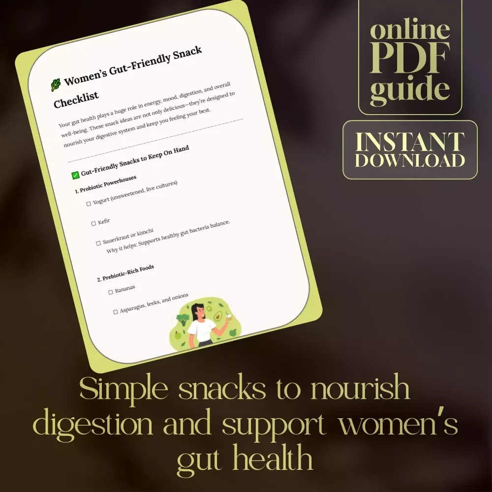 Women’s Gut-Friendly Snack Checklist | Printable Digital Download for Healthy Digestion, Gut Health & Easy Snack Ideas