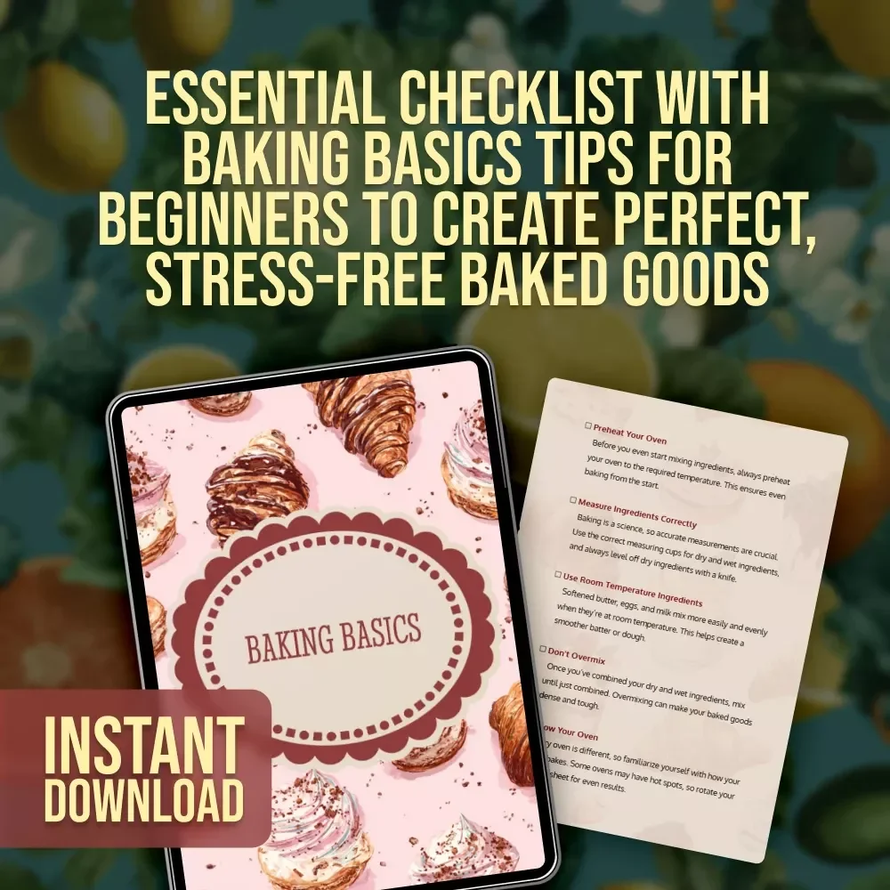 Baking Basics Checklist | Baking Basics Tips for Beginners | Essential Digital Download for Home Bakers
