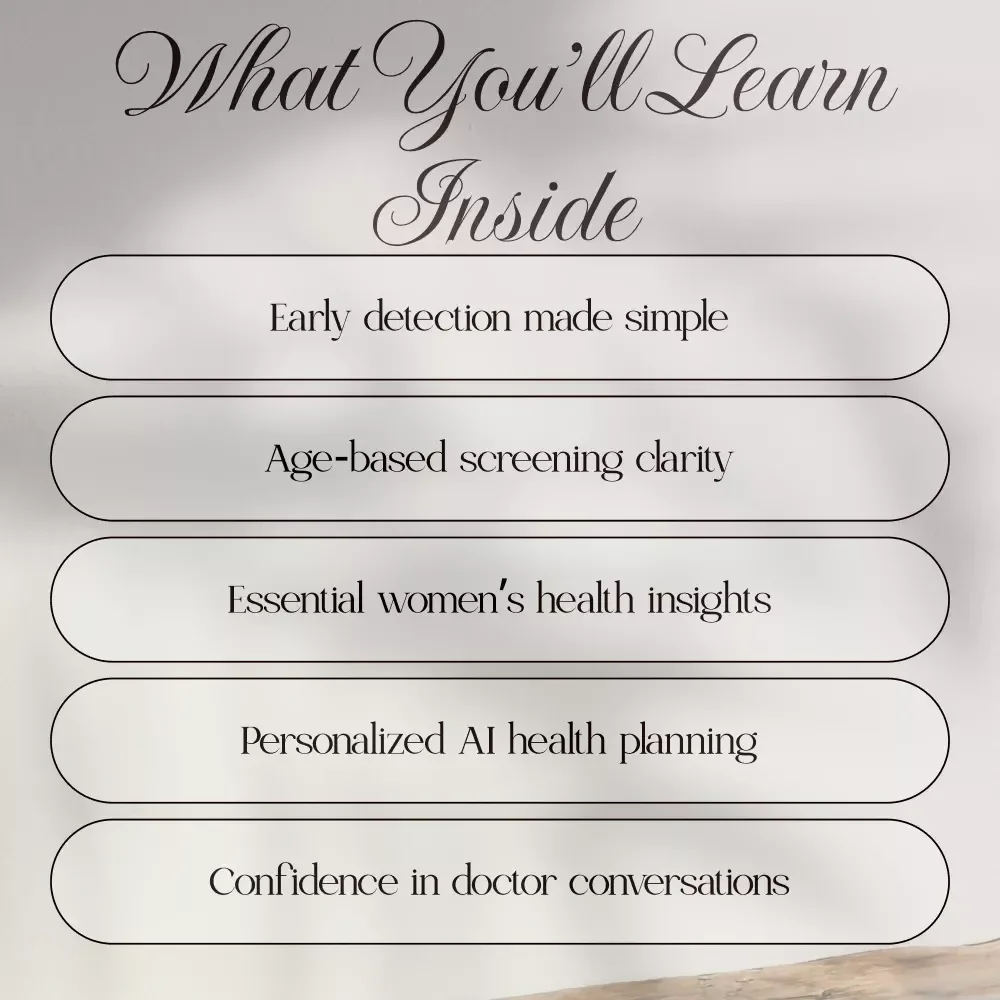 SheChecks: Your Smart Guide to Preventive Health | Preventive Health Screening Planner eBook for Women | Digital Download Wellness Guide