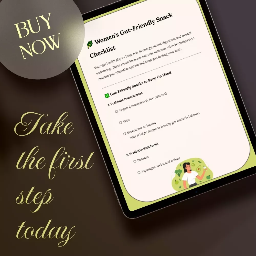 Women’s Gut-Friendly Snack Checklist | Printable Digital Download for Healthy Digestion, Gut Health & Easy Snack Ideas