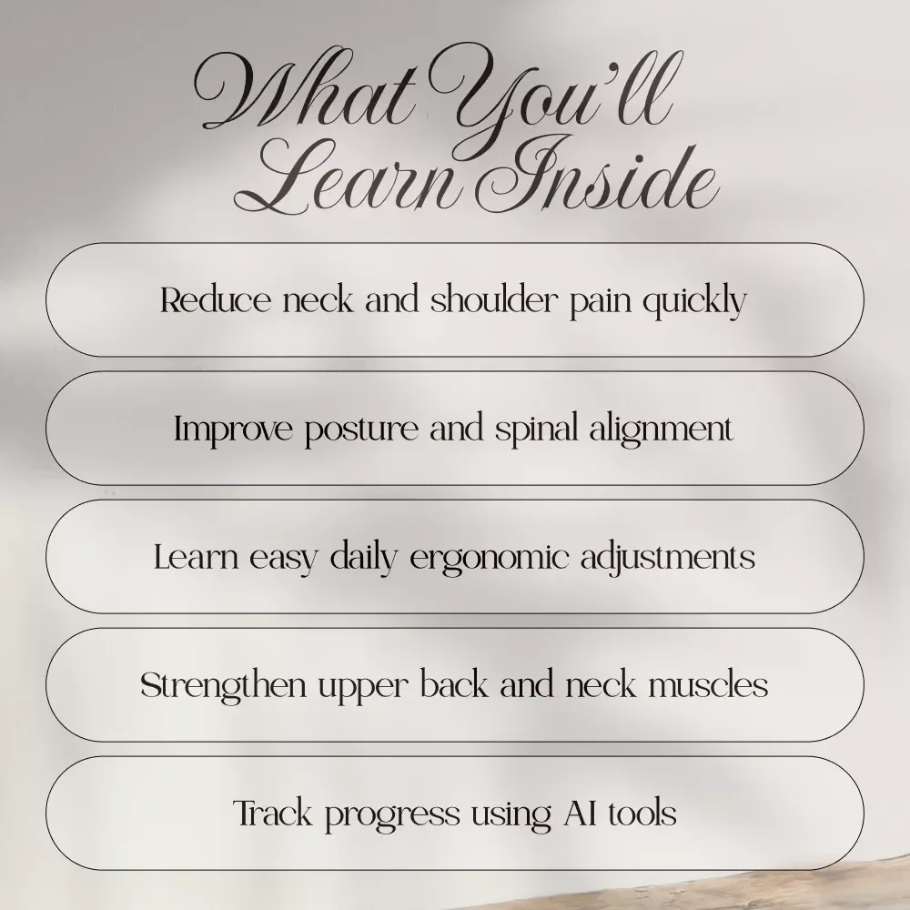 Fix Forward Head Posture Guide – Digital Download eBook, Checklist & Exercises for Neck, Shoulder & Upper Back Alignment, AI Tools for Posture Improvement
