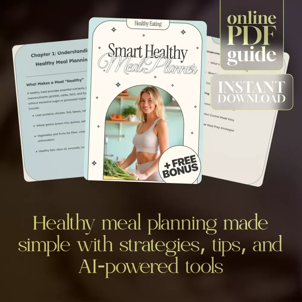 Smart Healthy Meal Planner | Digital Download Guide for Weekly Meal Planning, Balanced Nutrition, Simple Prep & AI Tools