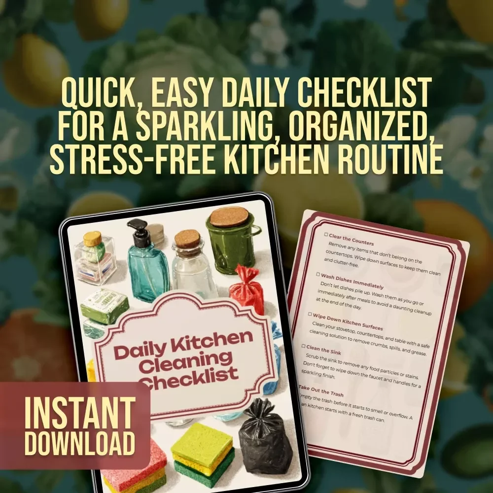 Daily Kitchen Cleaning Checklist | Printable Digital Download Guide for Easy Kitchen Organization, Cleaning Routine & Sparkling Home
